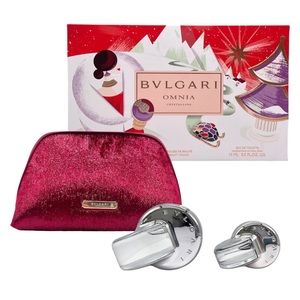 Bvlgari Omnia Crystalline Women 3-pc Gift Set (2.2 oz + 0.5 oz EDT Spr + Pouch)
